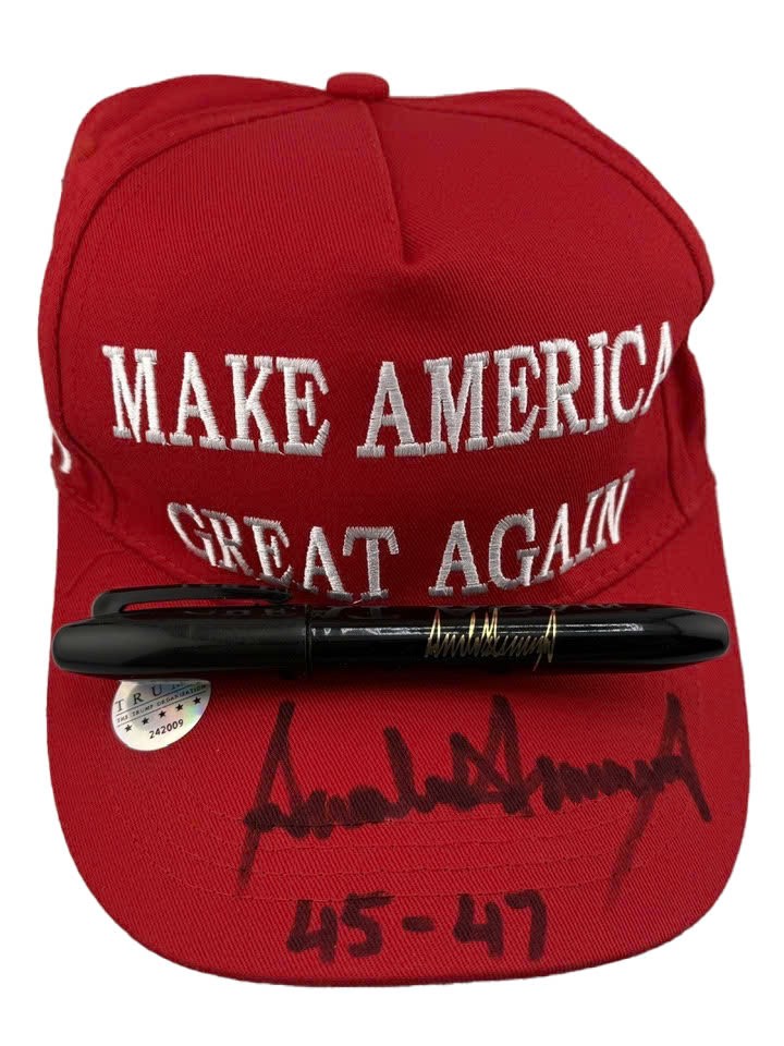 Trump hat with  signature